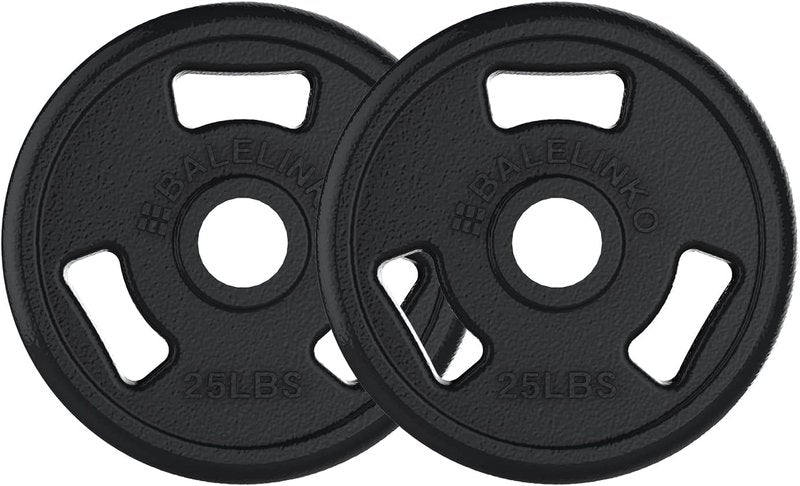 Balelinko Cast Iron 2-Inch Olympic Grip Plate Weight Plate for Strength Training, Weightlifting and Crossfit in Pair, 10LB, Black