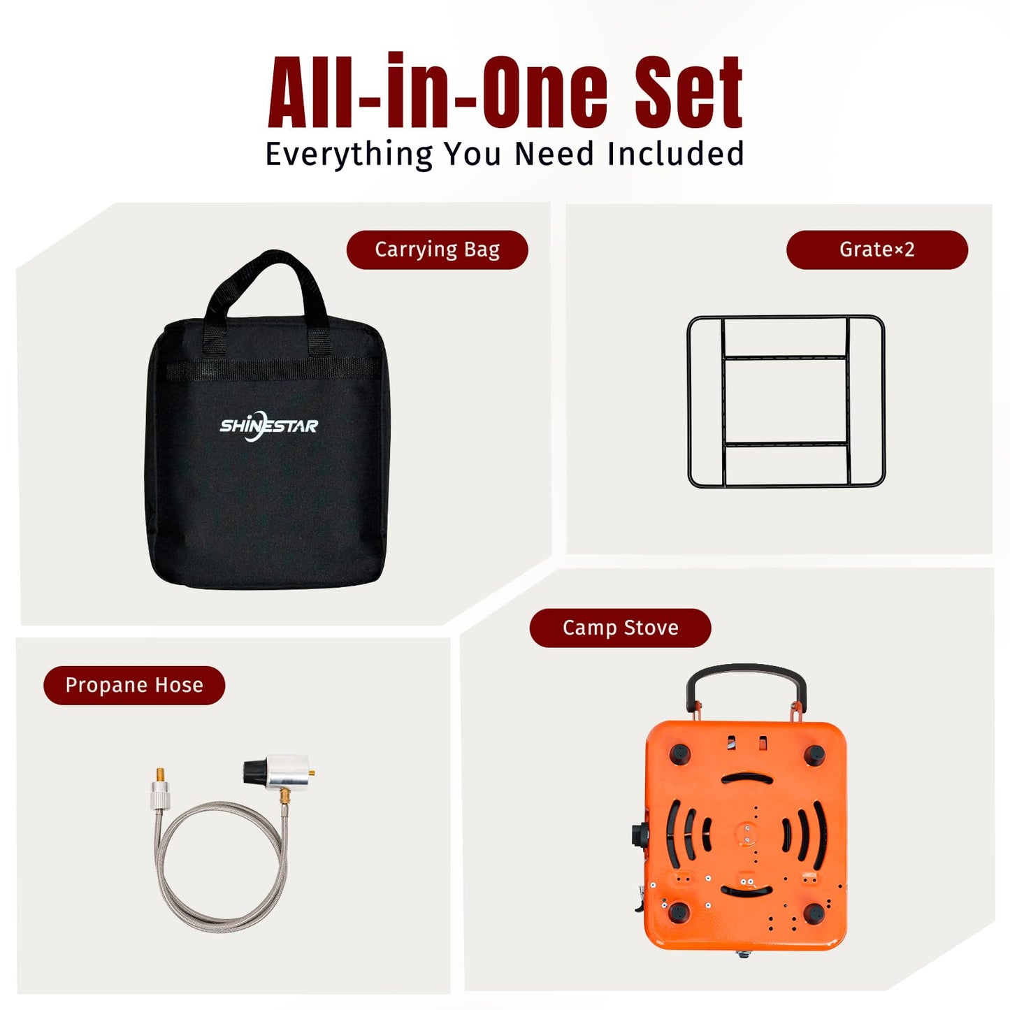 SHINESTAR 2 Burner Camping Stove with Carrying Bag, 17000 BTU Portable Propane Camp Stove, Foldable Gas Stove for Camping, Outdoor Cooking, RV Trips, or Emergencies