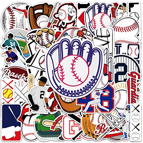 50-Piece Baseball Sticker Set - Waterproof Vinyl Decals for Sports Fans