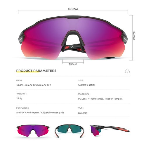 HUBO SPORTS Sports Sunglasses for Men Women with 5 Interchangeable Lenses, Polarized Cycling Sunglasses with Anti-Uv400 for Driving Fishing Golf