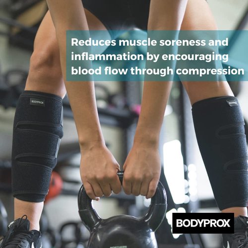 Bodyprox Calf Support Brace - Adjustable Compression Shin Splint Wrap | 2 Pack for Enhanced Comfort