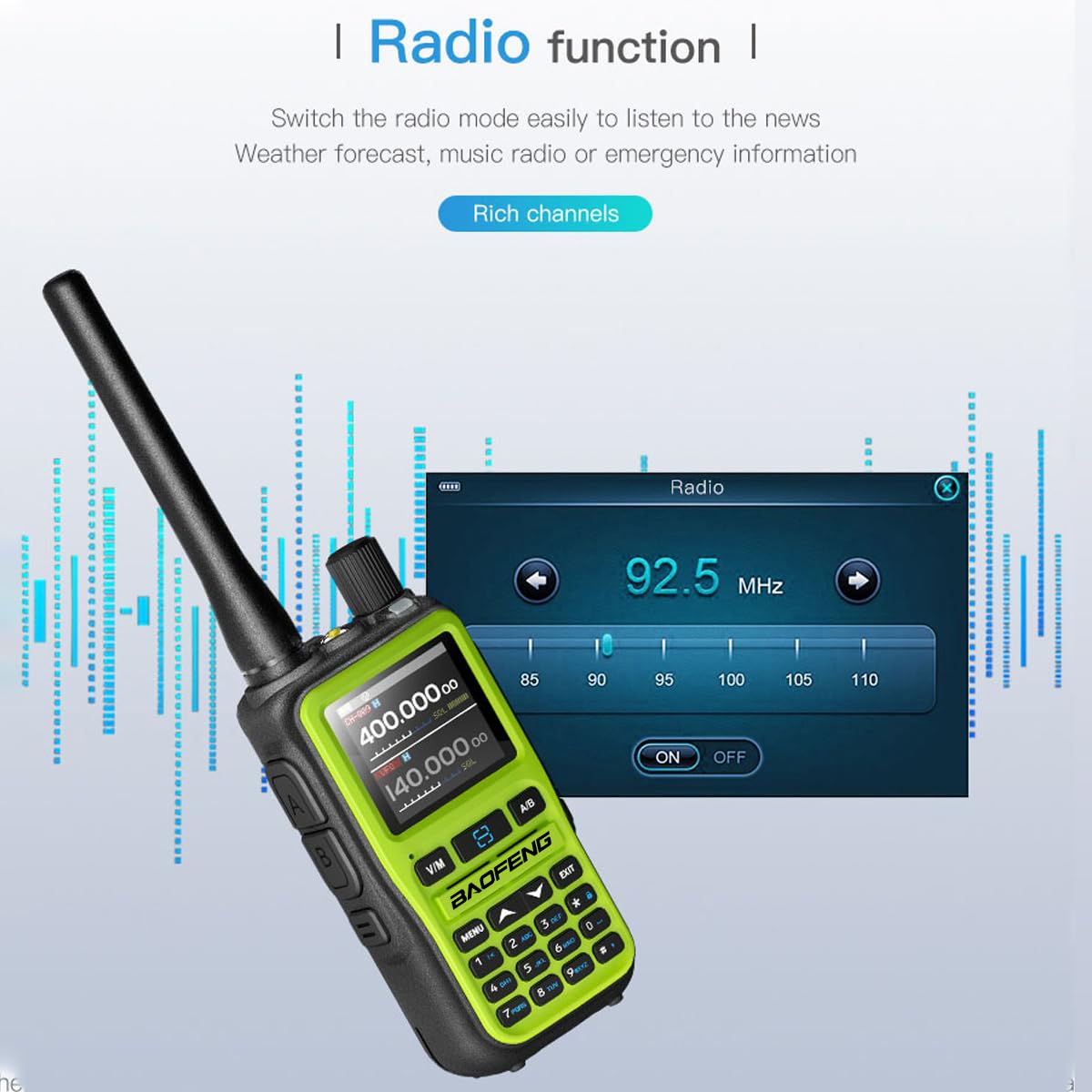 BAOFENG UV-5R Mini Long Range Walkie Talkie Dual PTT Bluetooth Programming AM FM NOAA Flashlight Rechargeable Type-C Charging U/V Handheld Two Way Ham Radio with Earpiece 771Antenna (Black 1PCS)
