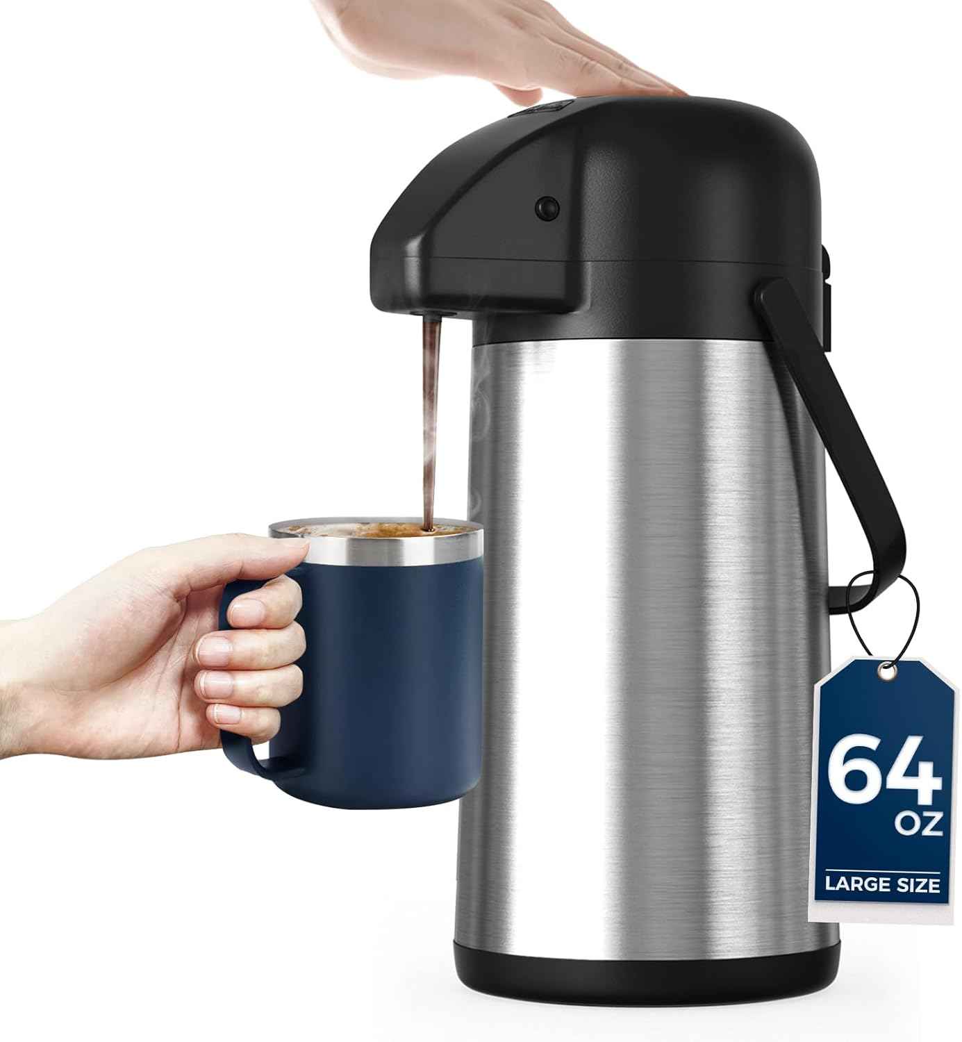 Large 102OZ Stainless Steel Coffee Carafe - Insulated Airpot Dispenser for Hot Drinks