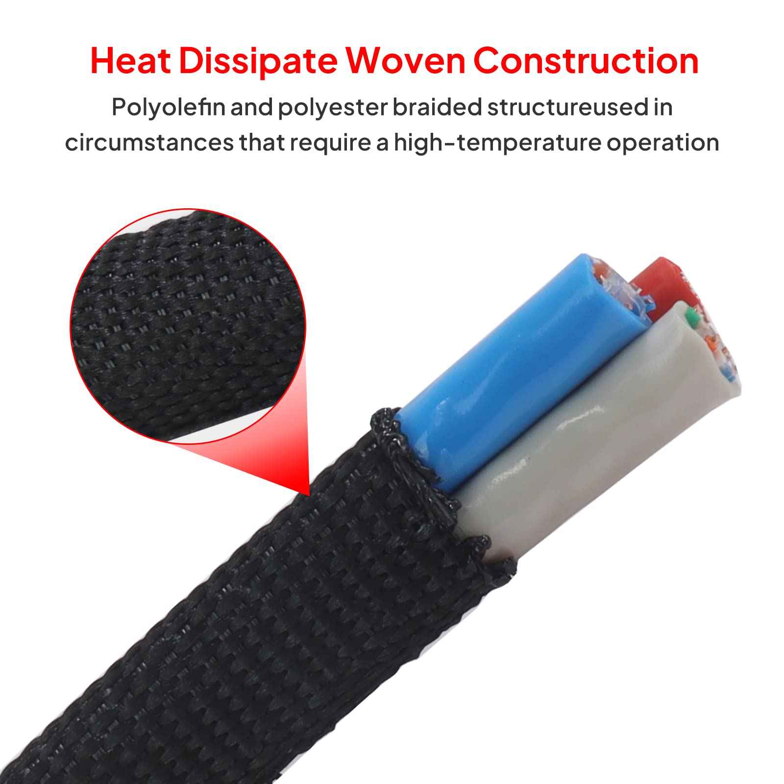 Sonoreboom 2 in 1 Heat Shrink Braided Sleeving Fabric Tubing-Ideal fit Irregular Shape Hose/Cable/Wire (3/8"(10mm), 22FT)