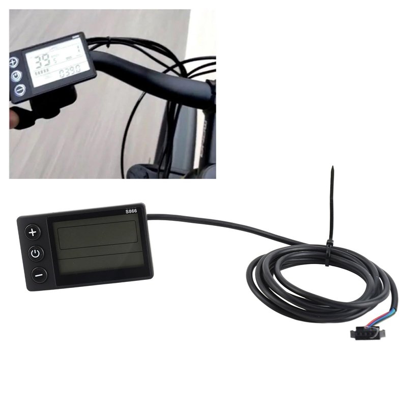 Fayelume Ebikes Display SM Plug, Bicycle Speedometer, Ebikes Replacement Parts, S866 LCD Bike Odometer, 24V 36V 48V Electric Scooter Control Panel