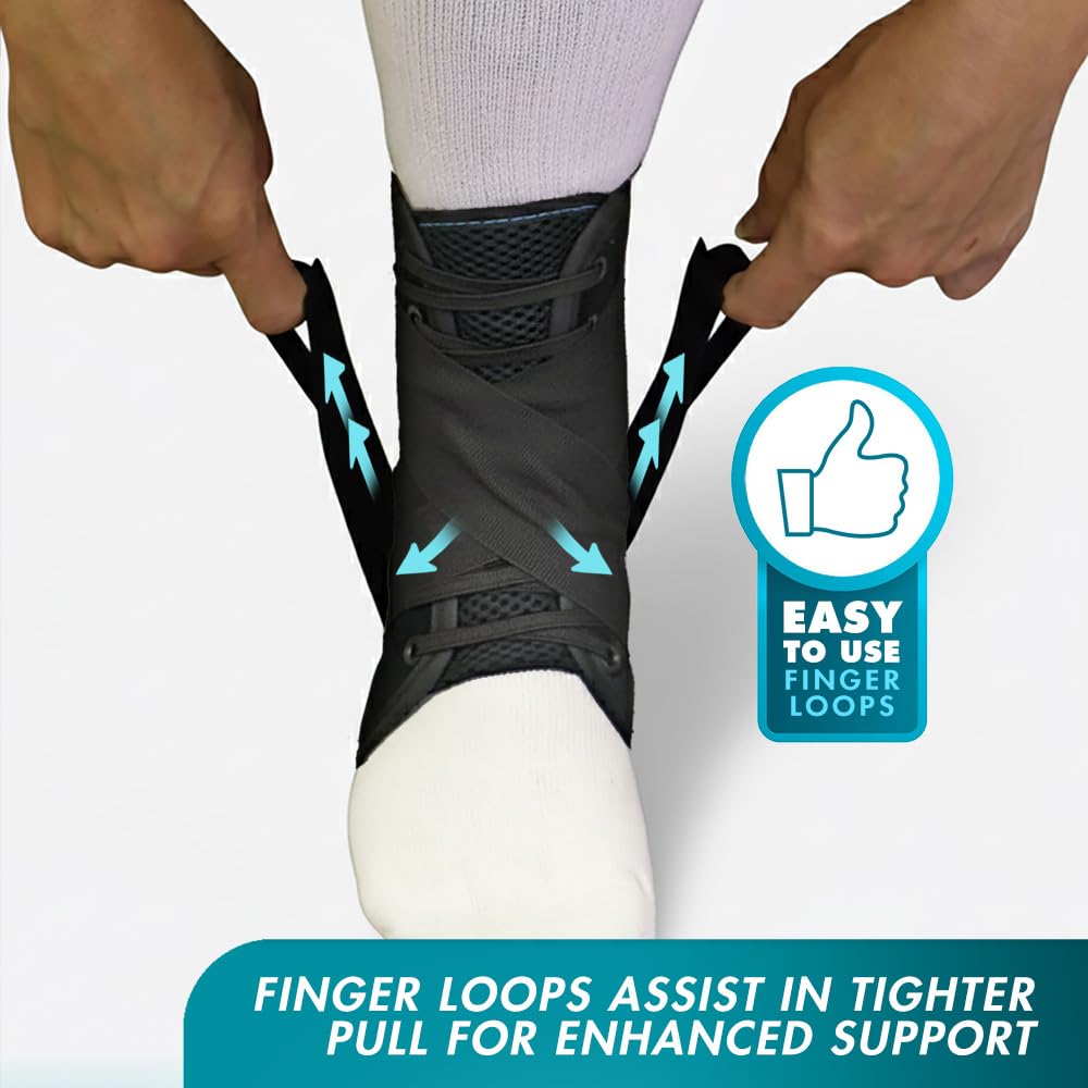 Med Spec ASO Ankle Stabilizer (Medium, Black) - Lace Up Ankle Brace for Ankle Sprain and Instability, Orthopedic Ankle Support for Men, Women, Adults, Teens and Kids, Sports Injury Recovery, 264014