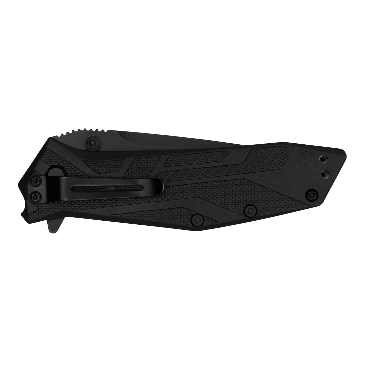 Kershaw Brawler Pocket Knife, All-Black Design, 3 Inch Stainless Steel Partially Serrated Tanto Blade, EDC with Assisted Opening, 4-Position Pocketclip, Everyday Carry Pocket Knife for Men and Women