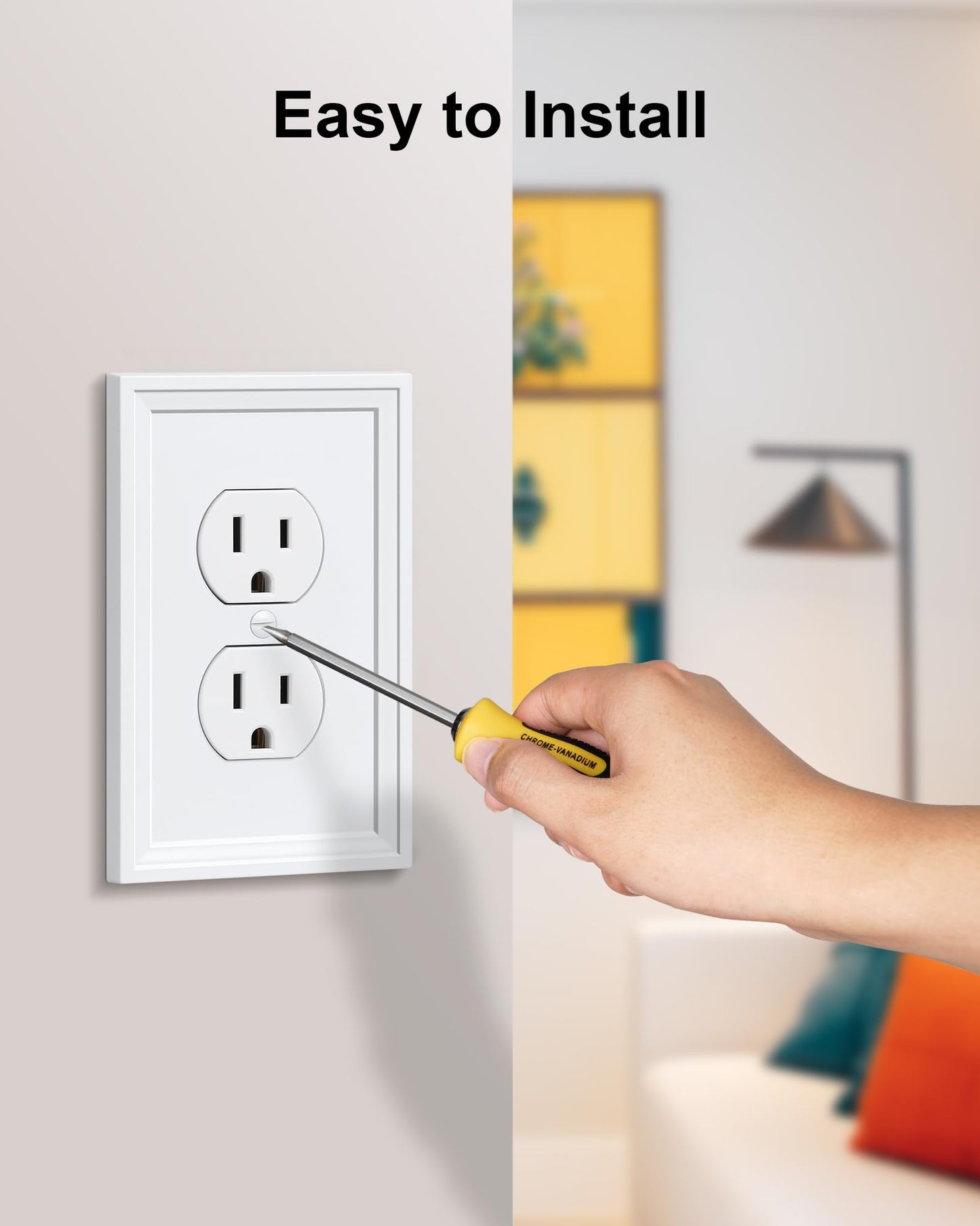 TREEWELL 2-Pack Duplex Outlet Cover, Natural Bamboo Fiber Switch Plates and Outlet Covers, White Decorative Wall Plates for Electrical Outlets, 1 Gang Receptacle Cover, Corrosion Resistant