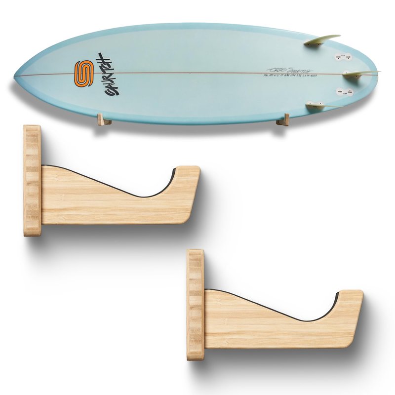 Vagabond Racks Surfboard Wall Mount, Bamboo Surfboard Rack Wall Storage & Display for Longboards & Shortboards, Horizontal Surfboard Holder, Home, Garage