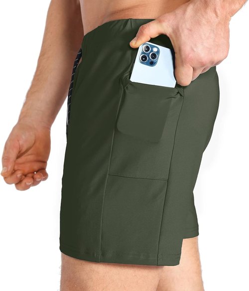 BROKIG Men's Lightweight Gym Shorts - Quick Dry Athletic Shorts with Zip Pocket for Workouts