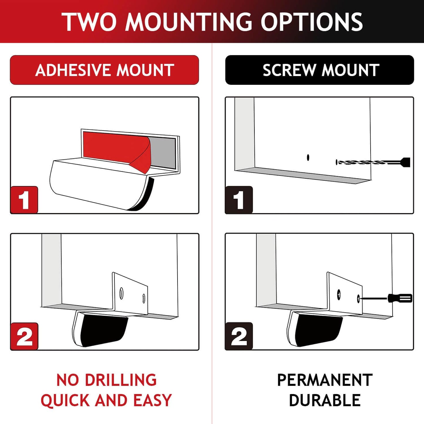RVPEKUPE 1-Pack Under Cabinet Foot Pull with Adhesive and Screws, Hands Free Toe Foot Pull Opener for Kitchen Trash Cabinet Drawer, 4 Inch (Matte Black)