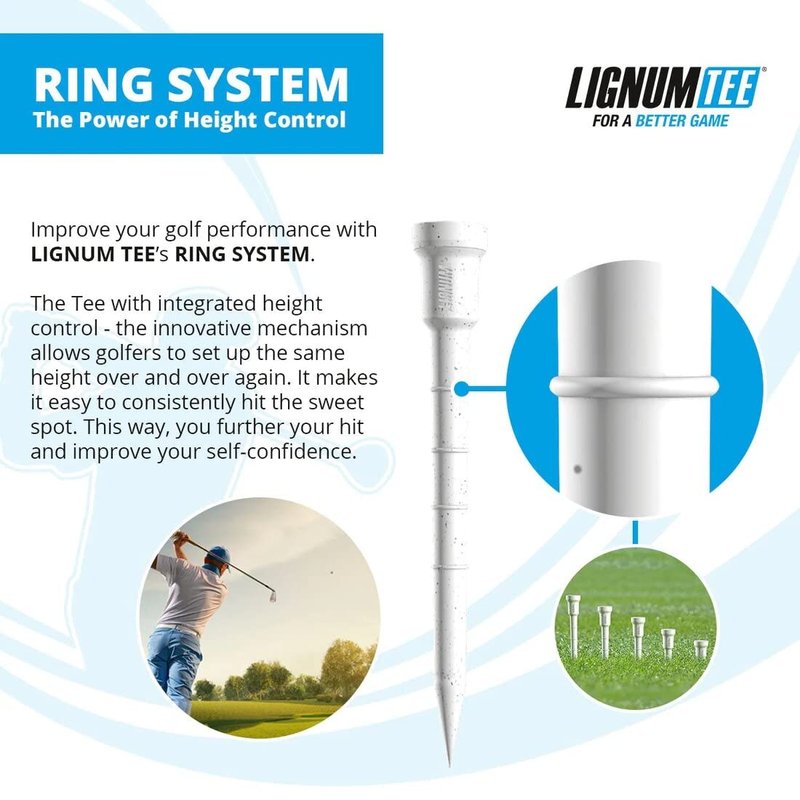 LIGNUM 50x More Durable Microwood Golf Tees 2 3/4 Inch - 72mm / Adjustable Golf Tee/Innovative Wood Fibre and Natural Adhesives/Golf Tee, Golf Tees 2 3/4, Tees Golf, Golf Ball Tees / 36 Pieces