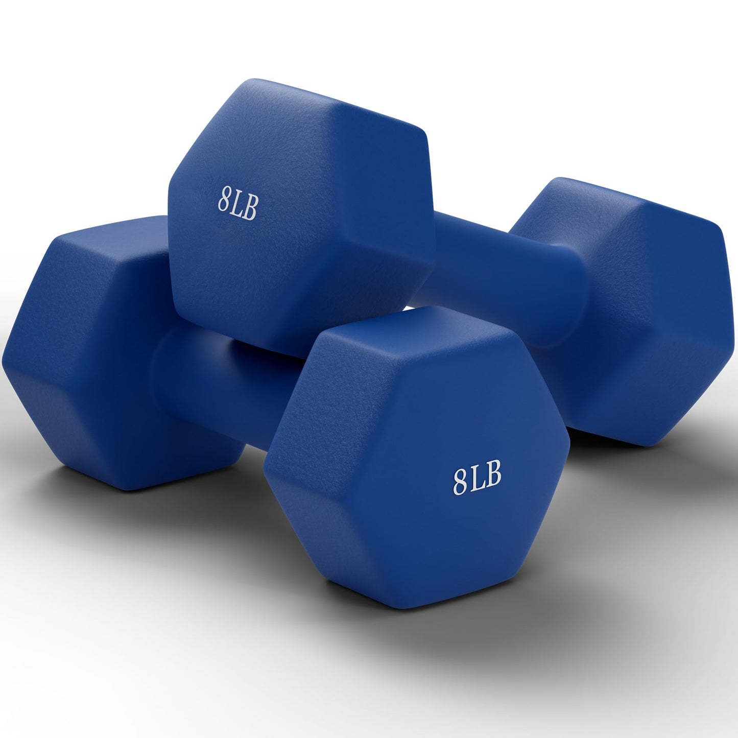 GRETERST Dumbbells Set Rubber Coated Hex Hand Weights Exercise & Fitness for Home Gym Workouts Strength Training Equipment, Blue, 8LB