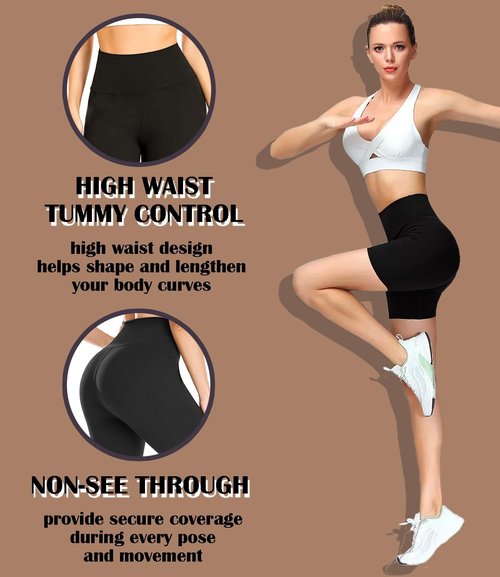 FULLSOFT High Waisted Biker Shorts for Women - Tummy Control Athletic Workout Yoga Shorts | 5" Length