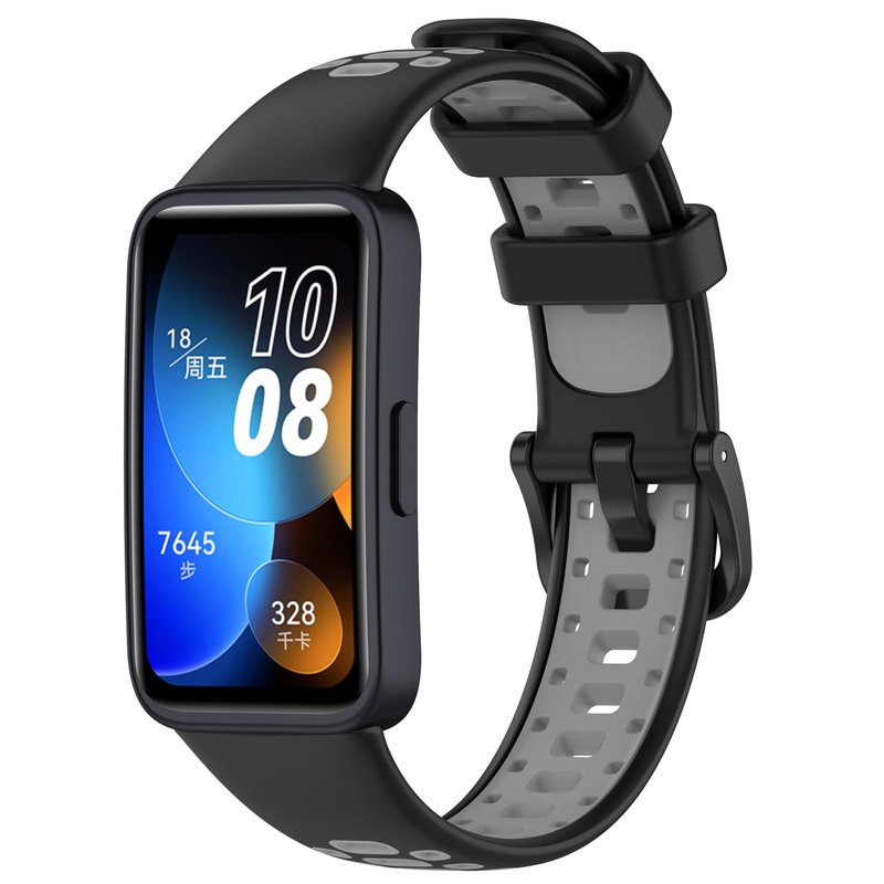 Disscool Replacement Adjustable Wrist Bands Compatible with Huawei Band 10/10 NFC/9/9 NFC/8/8 NFC, Soft Silicone Wrist Strap with Quick Release for Man Women(Black+Grey)