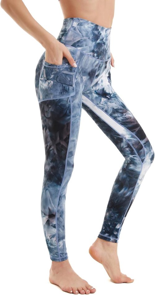 Devirld Women's High-Waisted Yoga Leggings - Tummy Control with Pockets for Gym Workouts