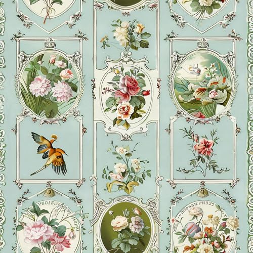 Yancorp 17.3"x118.1" Retro Peel and Stick Wallpaper Floral Contact Paper Self Adhesive Vinyl Removable Boho Decorative Contact Paper for Kitchen Cabinets, Furniture, Bedroom, Bathroom and Walls