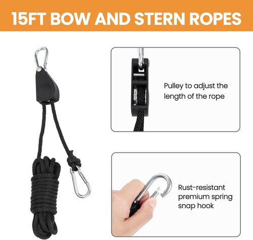 HEYTRIP Tie Down Straps - 15FT Heavy Duty Kayak & Canoe Bow/Stern Ropes with Storage Bag