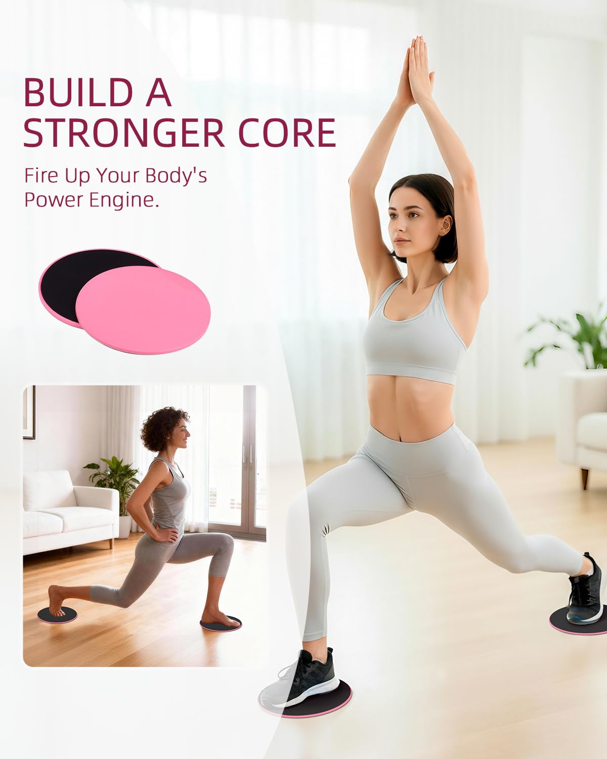 Abahub Pilates Ring Set, Home Workout Pilates Equipment, 14”Magic Circle, Yoga Ball, Resistance Bands, Sliding Disks, Socks, Workout Guide & Bag, Pilates Starter Kit for Strength, Pink Set