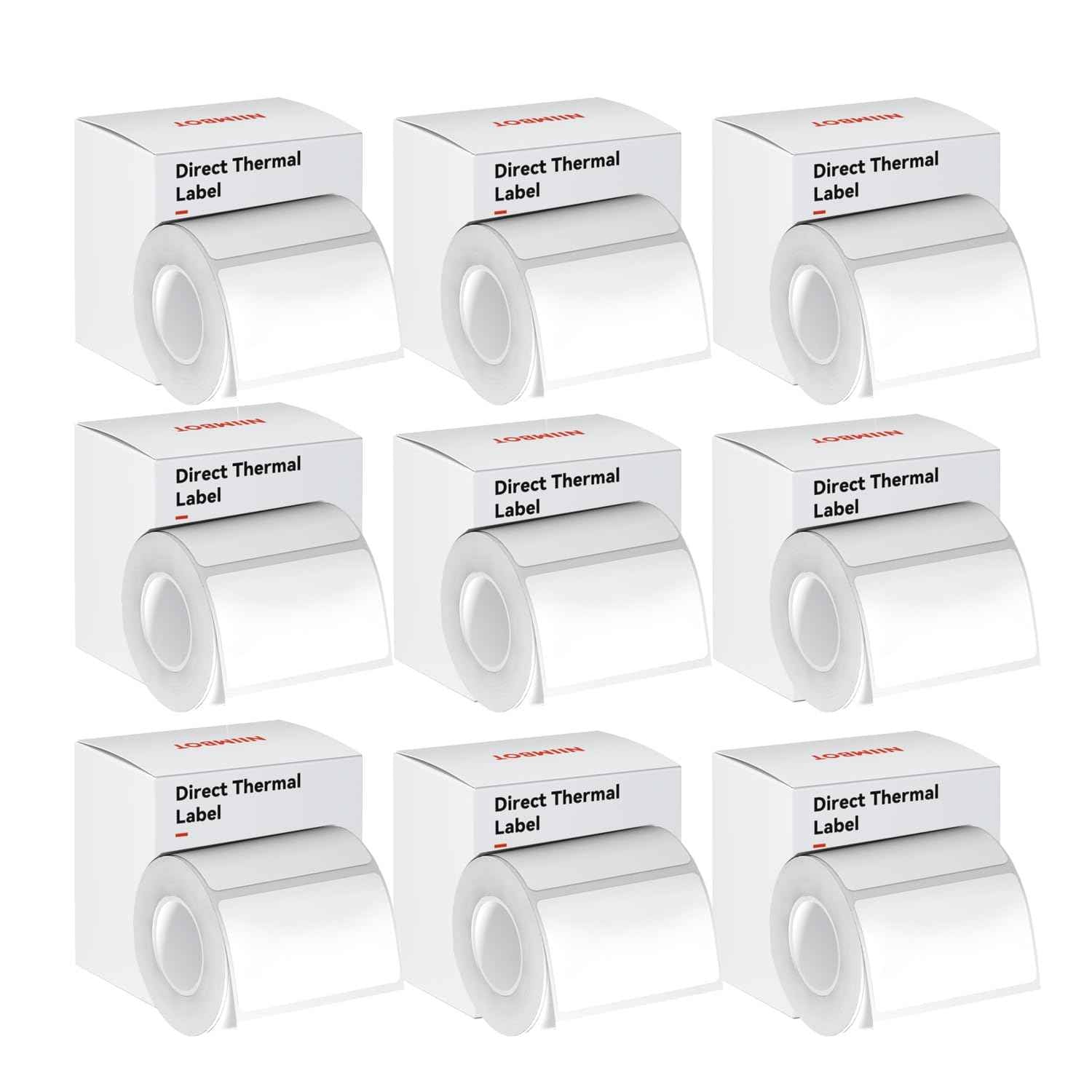 9Rolls White Label 50x30mm for NIIMBOT B1 B21 B3S Label Maker,Waterproof,Self-Adhesive Label Paper Office and Home Labeling Tape Replacement.