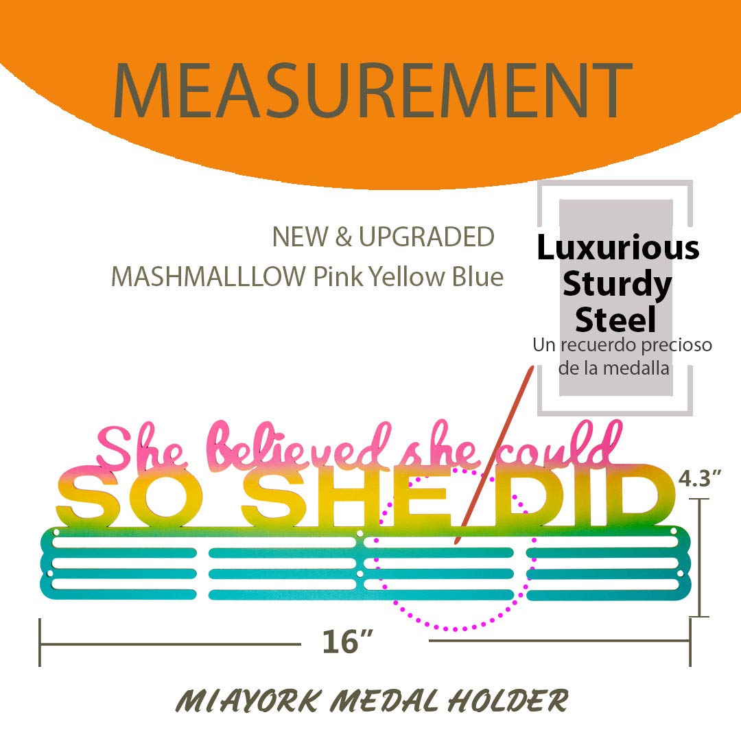 Miayork Medal Holder Display Hanger Rack She Believed she Could SO SHE DID Medal Hanger Display -Wall Mount Easy to Install Runner Medal Hanger Display