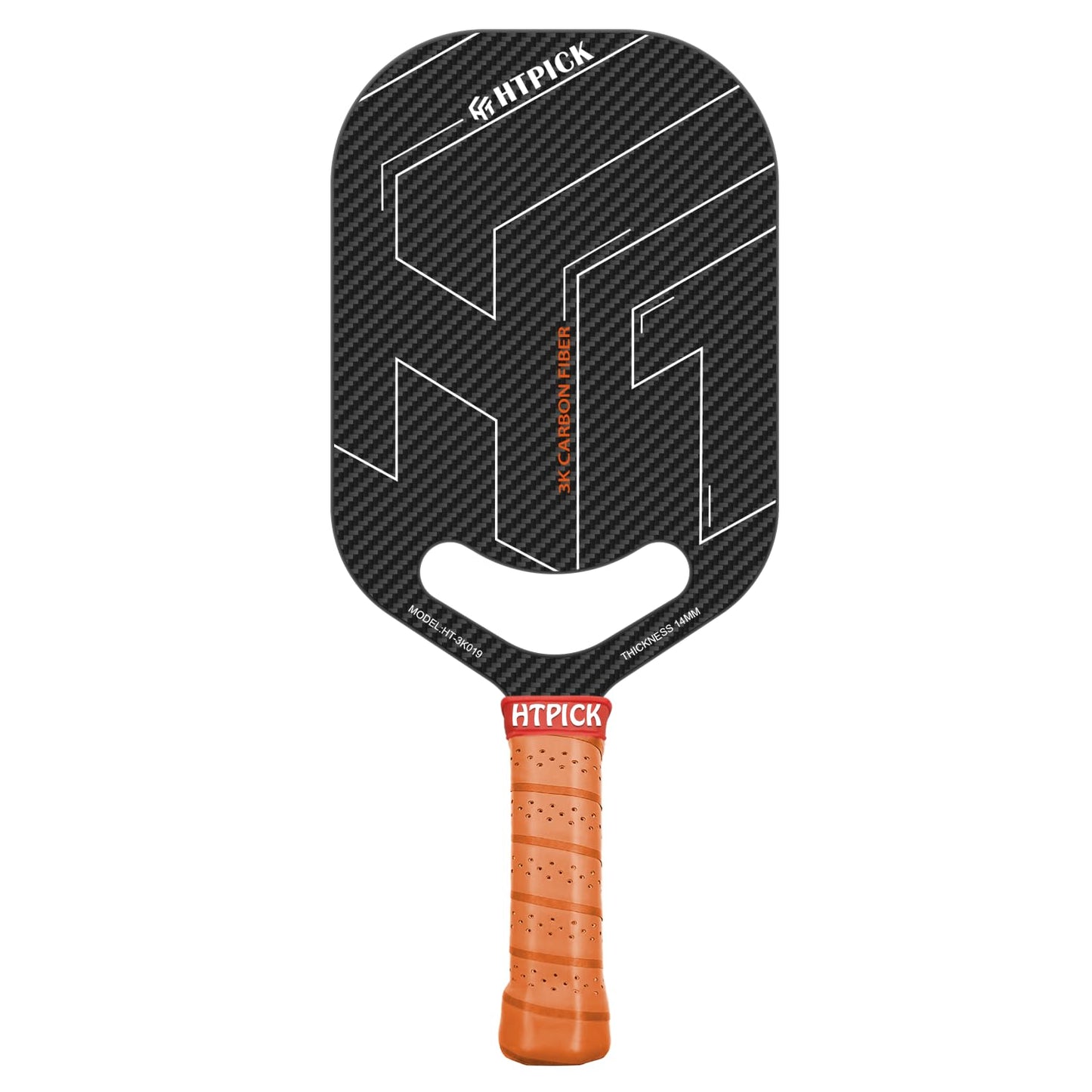 Pickleball Paddles, 3K Raw Carbon Fiber Pickleball Paddle with 14mm Thickness PP Honeycomb Core and Aero Throat, Designed for Unmatched Control and Added Power