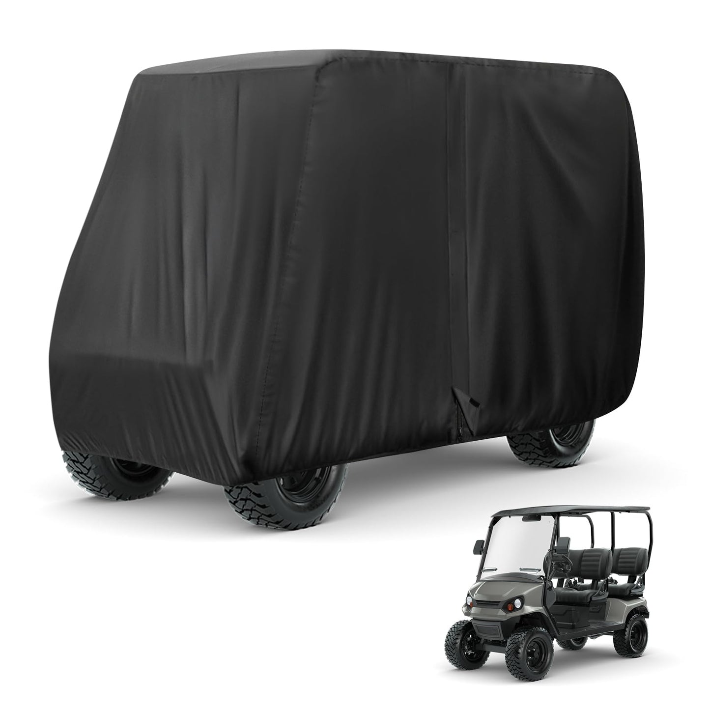 Golf Cart Cover 4 Passenger, Waterproof Golf Cart Covers for EZGO/Club Car/Yamaha Golf Carts,All Weather Protection Dustproof Universal Golf Cart Enclosure-118x 56 x 83 Inch