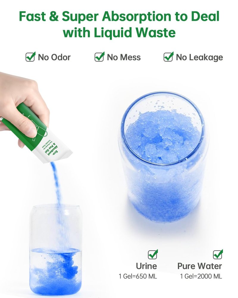 Poo Gel for Portable Toilet, 80 Eco Camping Toilets Pee Powder Deodorizer Urine Pee Absorbent Liquid Solidifier for Adult Porta Potty Bucket Toilet Outdoor Camping Hiking Emergency