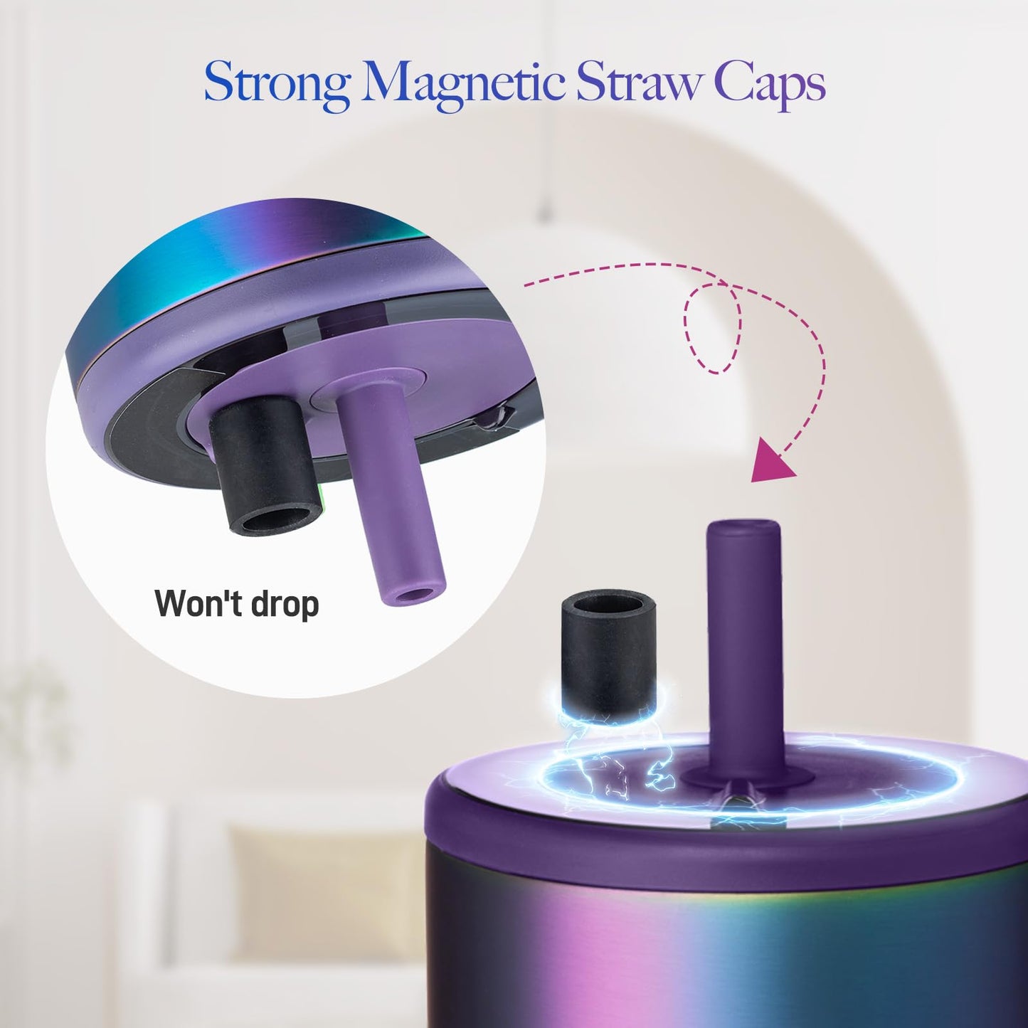CERCGVEL 2 Pack Magnetic Straw Caps Compatible with BrüMate All Era and Resa Tumblers, Silicone Straw Caps Toppers Compatible with Brumate Accessories, Covers Protectors BPA Free (Black)