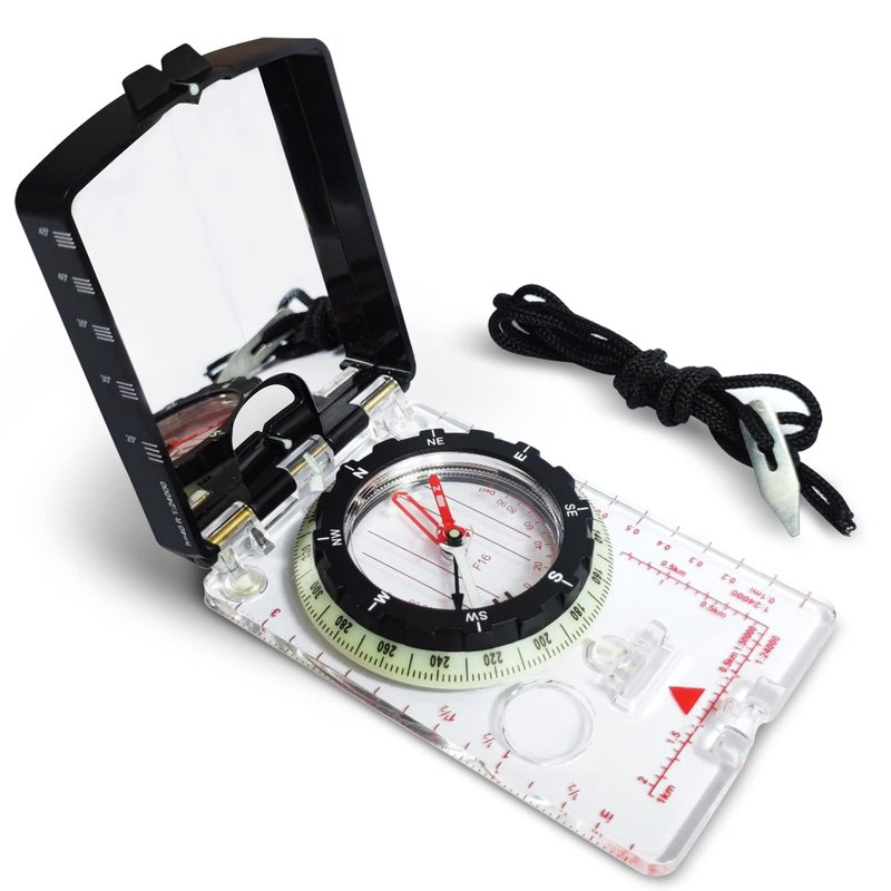 Posinly Multifunctional Orienteering Compass for Hiking, Mirror Sighting Compass with Adjustable Declination, Clinometer and Magnifier, Map Reading for Camping, Scouting