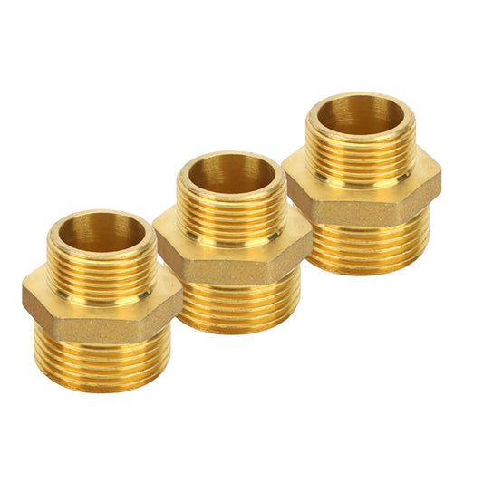 3pcs 3/4'' NPT x 1/2'' NPT Brass Hex Nipple,Brass Reducer 3/4 to 1/2 Adapter Pipe Fitting Reducing Solid Hex Nipple,3/4 male to 1/2 male Reducer Pipe Fitting for Connect Gas Water Pipe Systems
