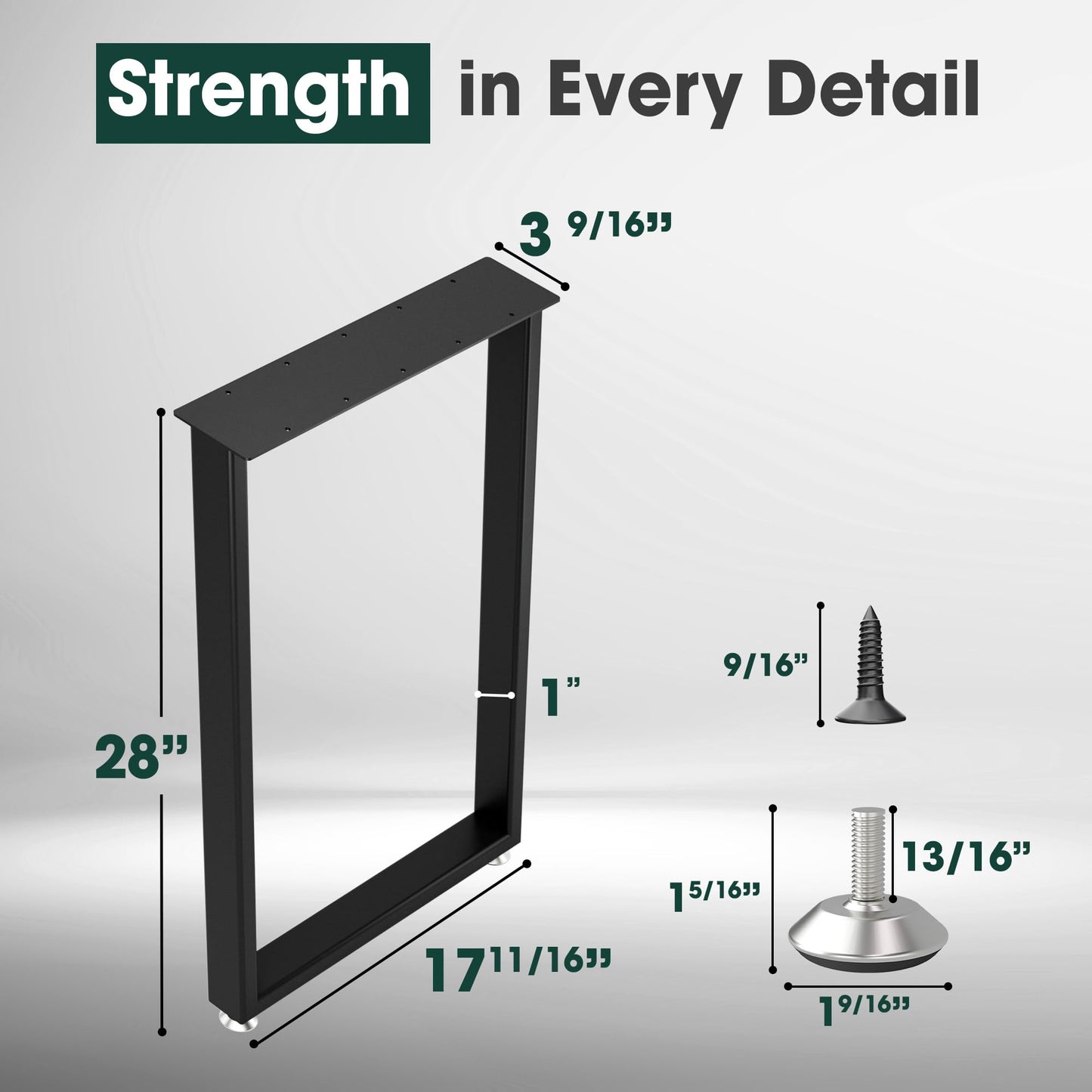 Yes4All Metal Table Legs, 28 inch Height with Adjustable Protector Levelers, Heavy Duty, Black, Bear Up to 800lb, Set of 2