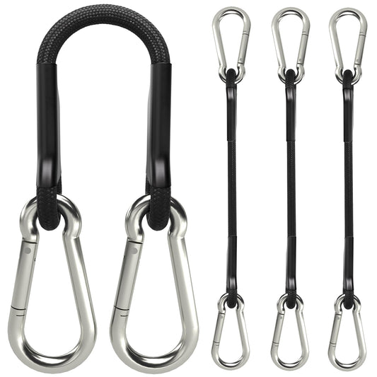 sprookber 8 Inch Bungee Cords with Stainless Steel Carabiner, Heavy Duty Strong Bungee Cords for Camping, Tarps, Bike Rack, Hand Carts etc, Set of 4