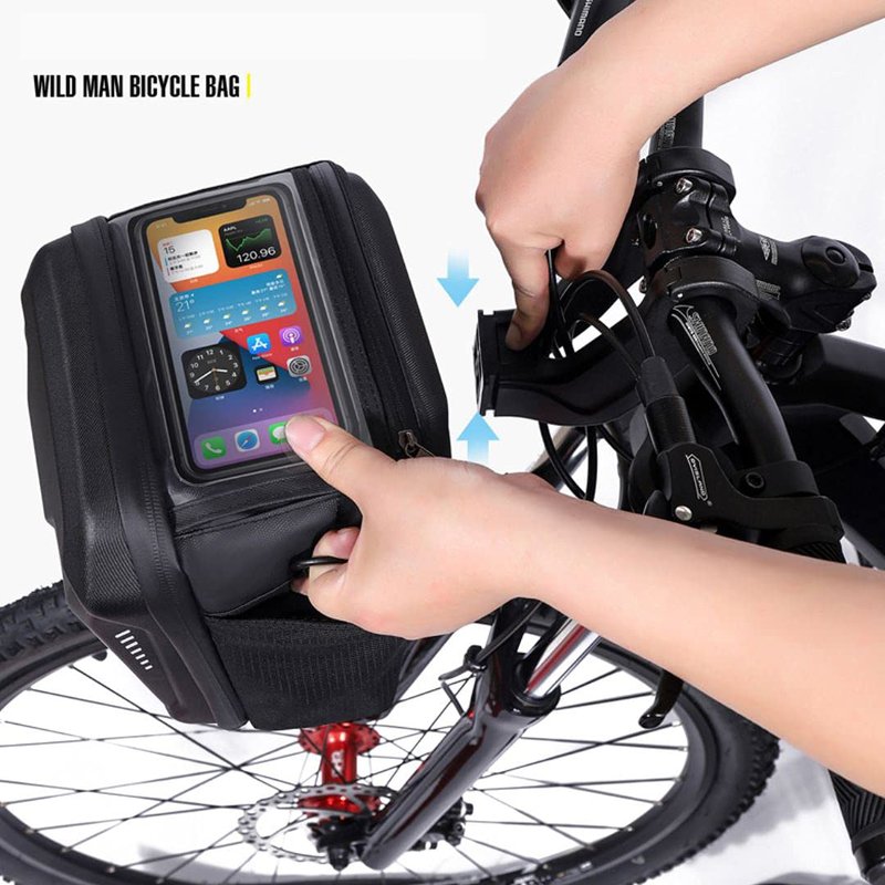 WILD MAN Quick Release 3.5L Hard Shell Waterproof Scooter Storage Bag with Touch Screen for Kick Scooters Folding Bike(GS9)