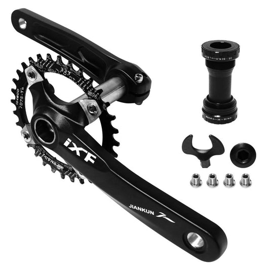 ZTZ 170mm Mountain Bike Crankset - Hollow Integrated MTB Crankset with 104 BCD 32/34/36/38T Narrow Wide Single Speed Chainring - Durable Aluminum Alloy Bike Crank Set with Bottom Bracket （32T）