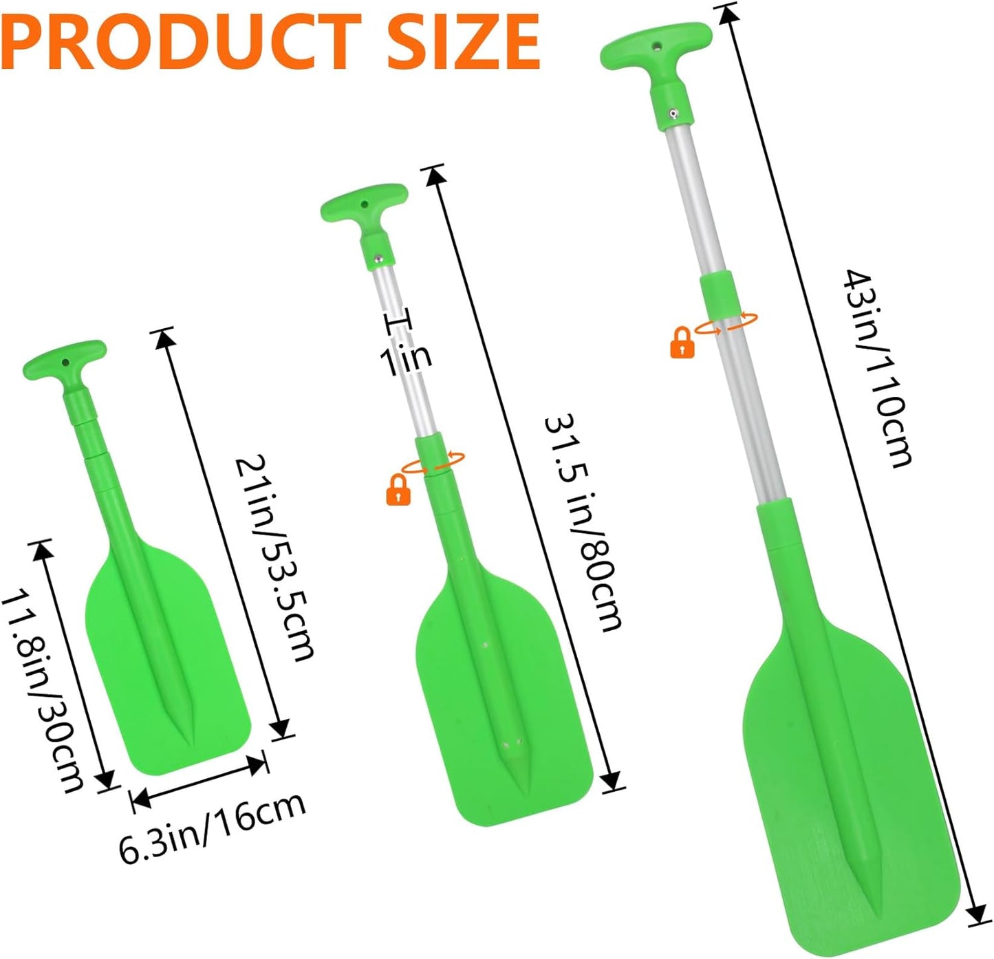 Skiennix Telescoping Collapsible Boat Paddle - Anti-Slip Aluminum Oars for Kids & Adults | 2-Pack, 6 Colors