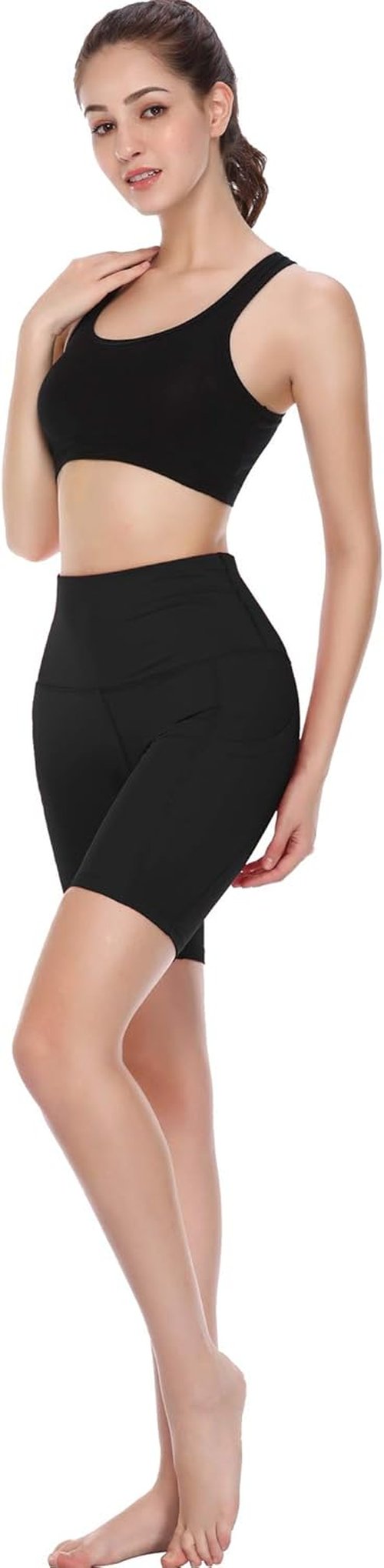 CADMUS Women's High Waist Yoga Shorts - Spandex for Bike & Running with Two Side Pockets