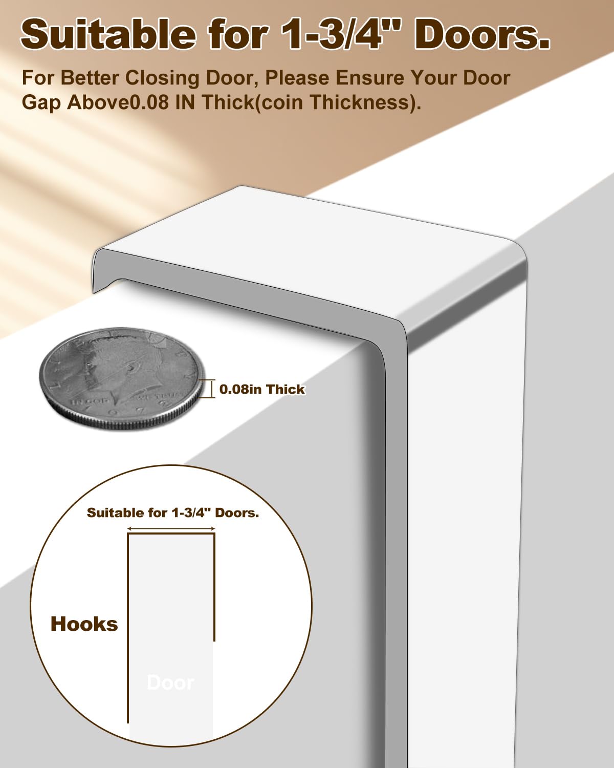 Peasulin Over The Door Hooks, Sturdy Door Hanger, Large Over The Door Towel Rack with 6 Hooks, Heavy Duty Easy to Install, for Bathroom, Bedroom，Kitchen，Hanging Towels, Coats (White).