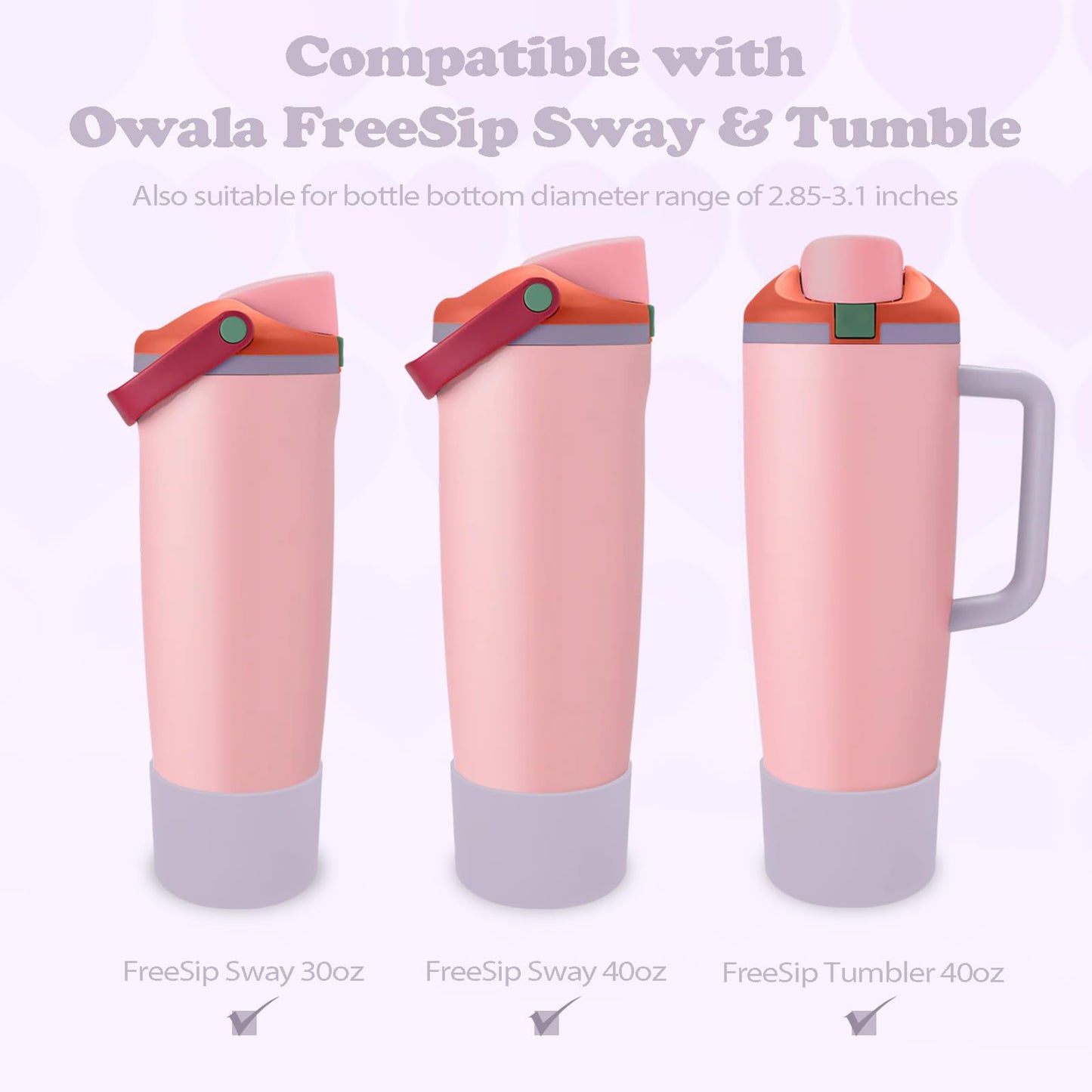 Kaitiaki Silicone Boot for Owala 30oz & 40oz FreeSip Sway Bottles & Tumblers - Non-Slip, Scratch-Resistant, Stability Enhancer, Available in 12 Colors (Taro Purple)