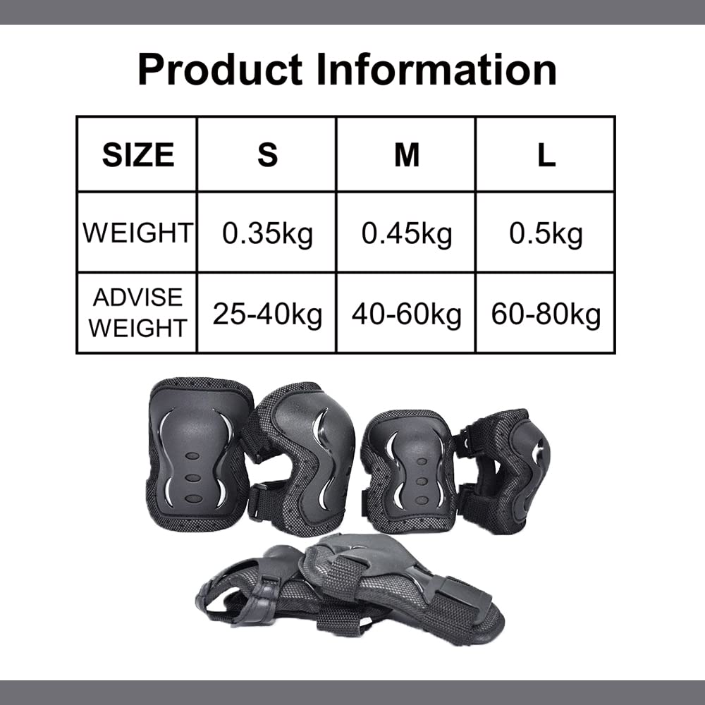 Q.LAEN 3 in 1 Durable Knee Pads Elbow Pads with Wrist Guards Sports Protective Gear Set for Rollerblading Skateboard Cycling Skating (M)