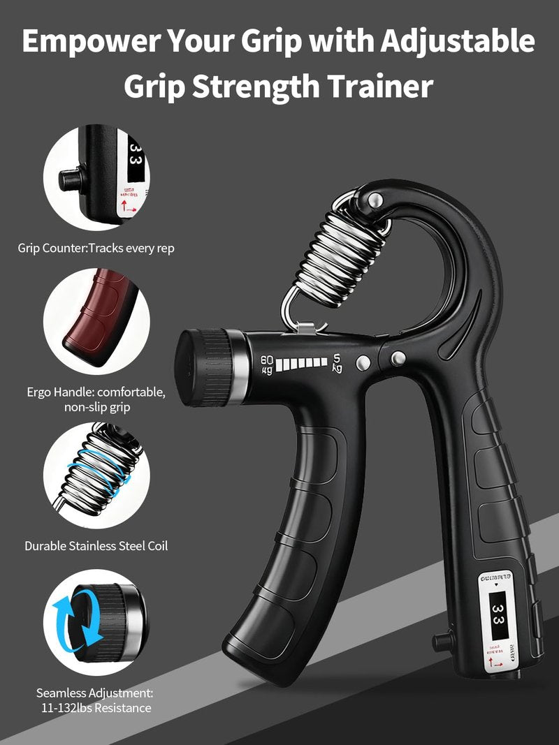 Saicefe Grip Strength Tester Trainer Electronic Hand Dynamometer of 396lbs/180kg & Grip strengthener with Adjustable Resistance for Sports Home Gym with Digital Display Precision Training for Rehab Fitness