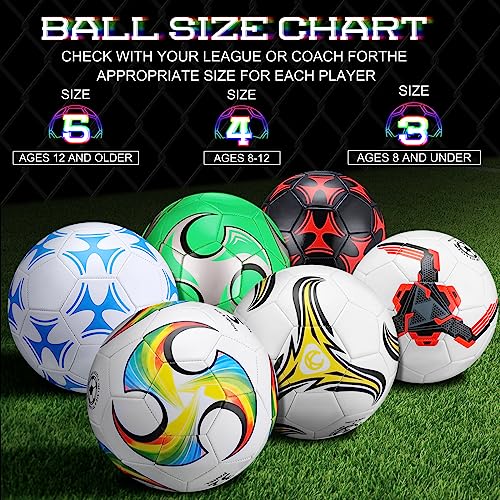 Deekin Bulk Soccer Balls Size 4 with Pump & Needle - 6 Pack for Kids & Teens