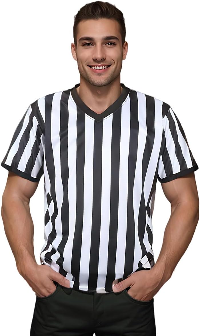 Skiennix Referee Shirt - 4-Piece Umpire Costume Set with Jersey, Flags & Whistle for Football