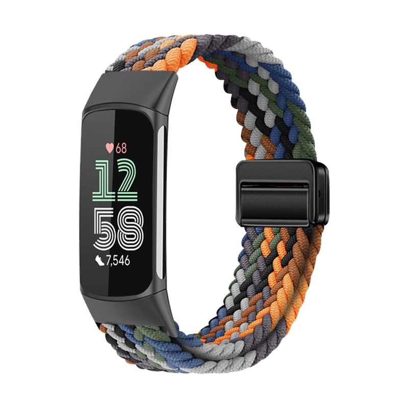MokaZii Magnetic Braided Compatible with Fitbit Charge 6 / Fitbit Charge 5 for Men Women, Nylon adjustable Breathable Replacement Stretchy Elastic Sport Strap for fitbit charge 6/5 - Camouflage