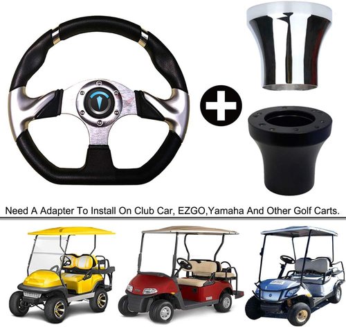 TakeLook - 13 inch Golf Cart Steering Wheel Fit for Yamaha /EZGO /Club Car /Star Car /Excar /icon and Other Most Models Golf Cart. (Steering Wheel - Flat)