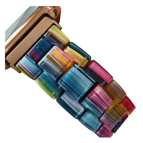 DSAAplus Compatible with Fitbit Versa/Sense/Versa3 Bands, Resin Fashion Smartwatch Replacement Wristband Strap for Women Men (H rainbow)