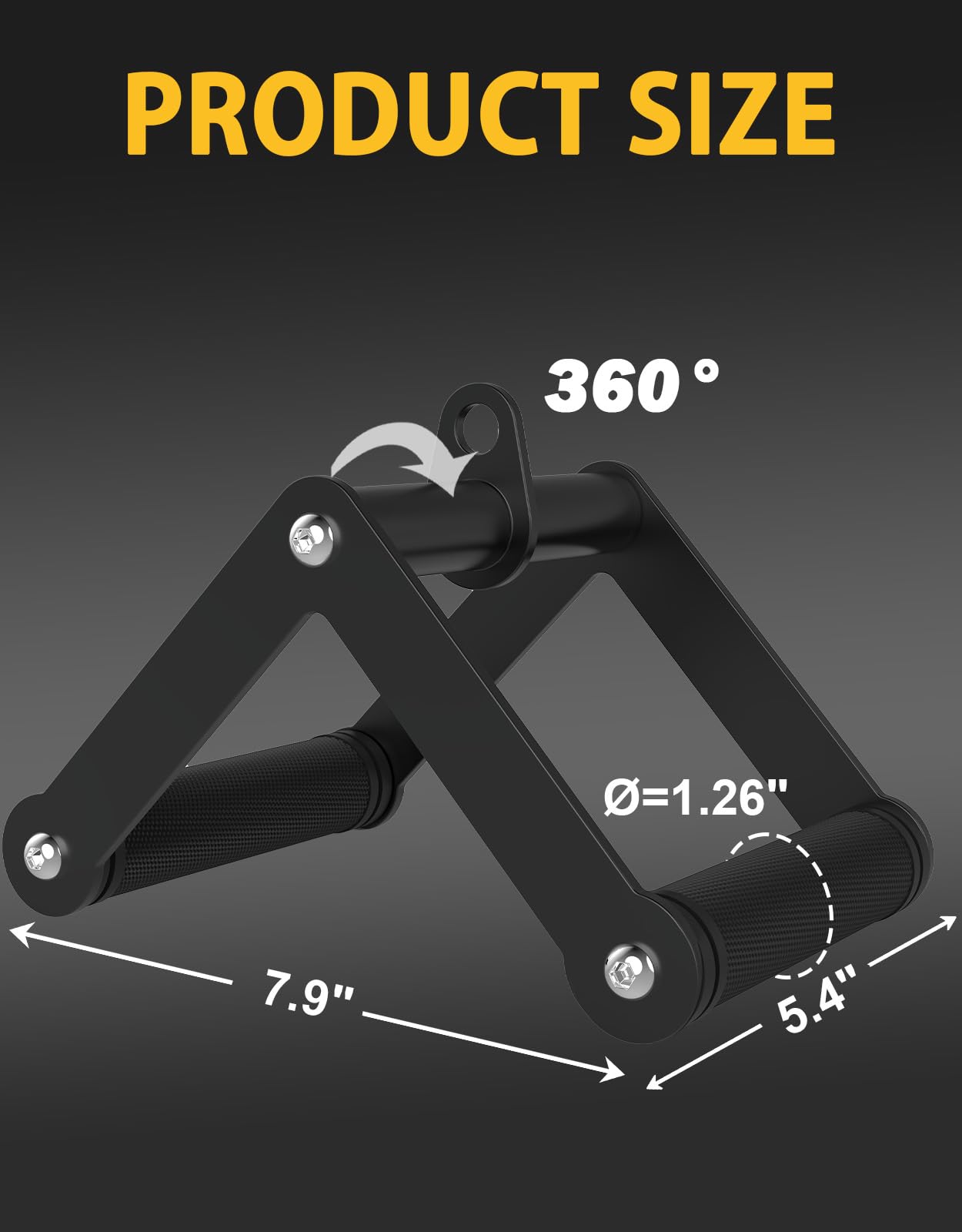 Fit4Fun Double D Row Handle Cable Attachment, Non-Slip Rubber Grip V Bar for Gym Cable Machine, Heavy Duty Row Handle for Back Training