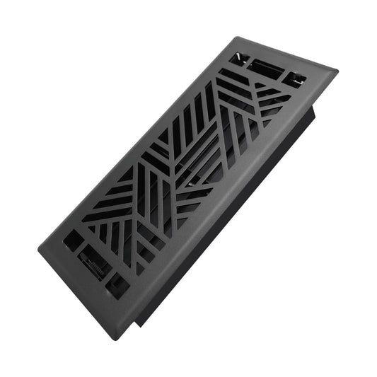 Howeall 4x10 Inches Heavy Duty Walkable Floor Register Easy Adjust Air Supply Lever Floor Vents - Brooklyn Design - Vent Cover for Home Floor - Matte Black