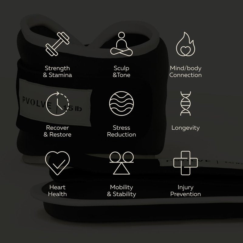 Pvolve 1.5lb Adjustable Ankle Weights for Men & Women, Wrist or Ankle Weights, Tone and Sculpt Your Body, Legs & Core, Used for at Home Workouts, Walking, Dancing or Pilates, 1 Pair