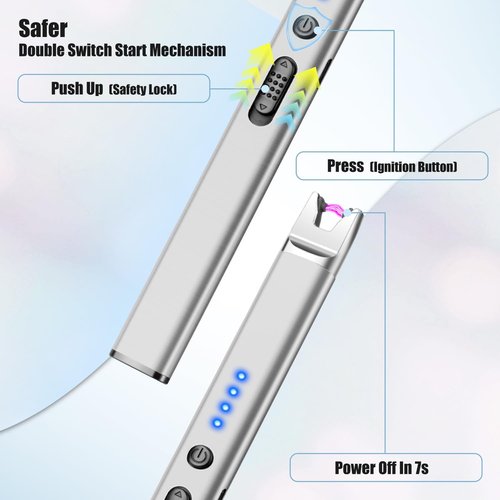 LcFun Electric Candle Lighter - USB Rechargeable Plasma Arc with Safety Lock | Windproof & Flameless (Black, Silver, Gold)